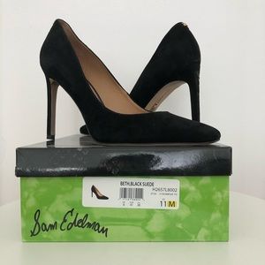 Sam Edelman Beth Black Suede Heel Pumps Size 11